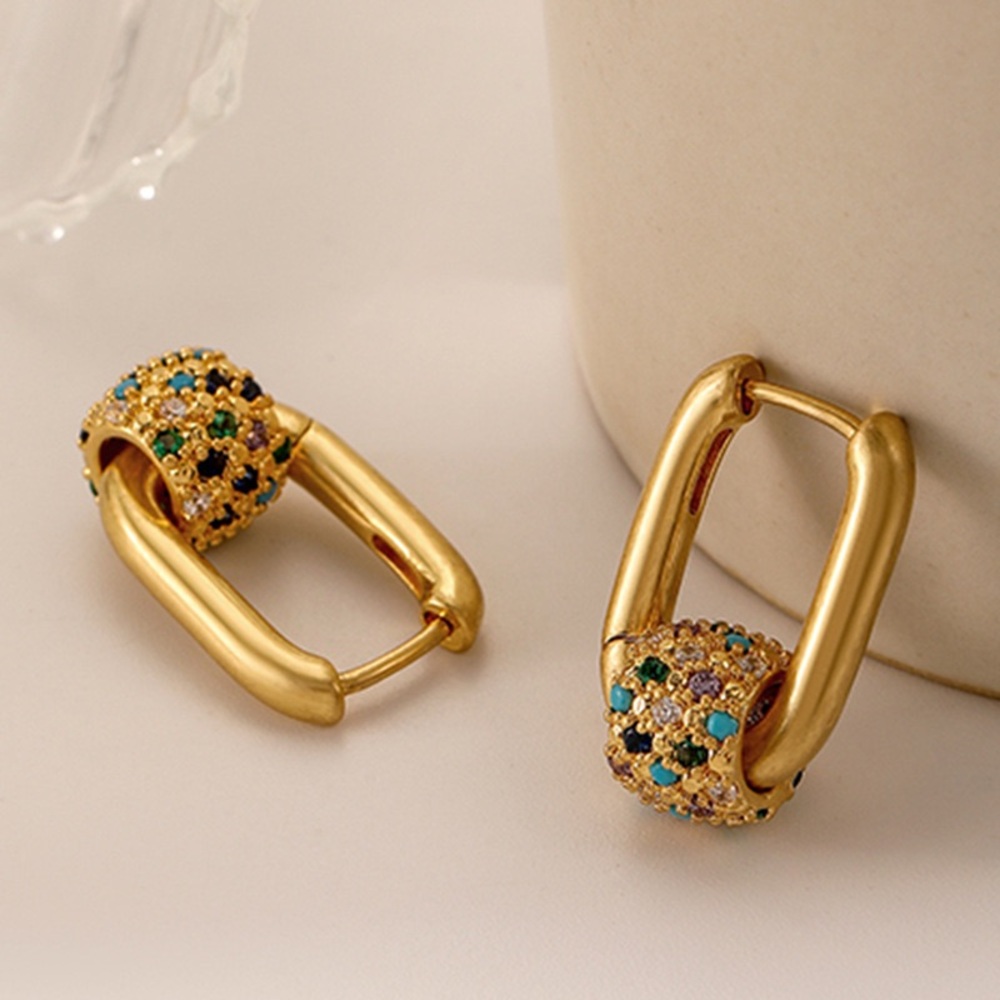 Elegant Gold and Green Hoop Earrings